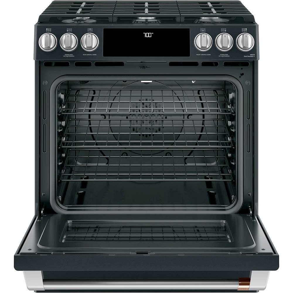 Alt View 1. Café - 5.6 Cu. Ft. Self-Cleaning Slide-In Gas Convection Range, Customizable - Matte Black.