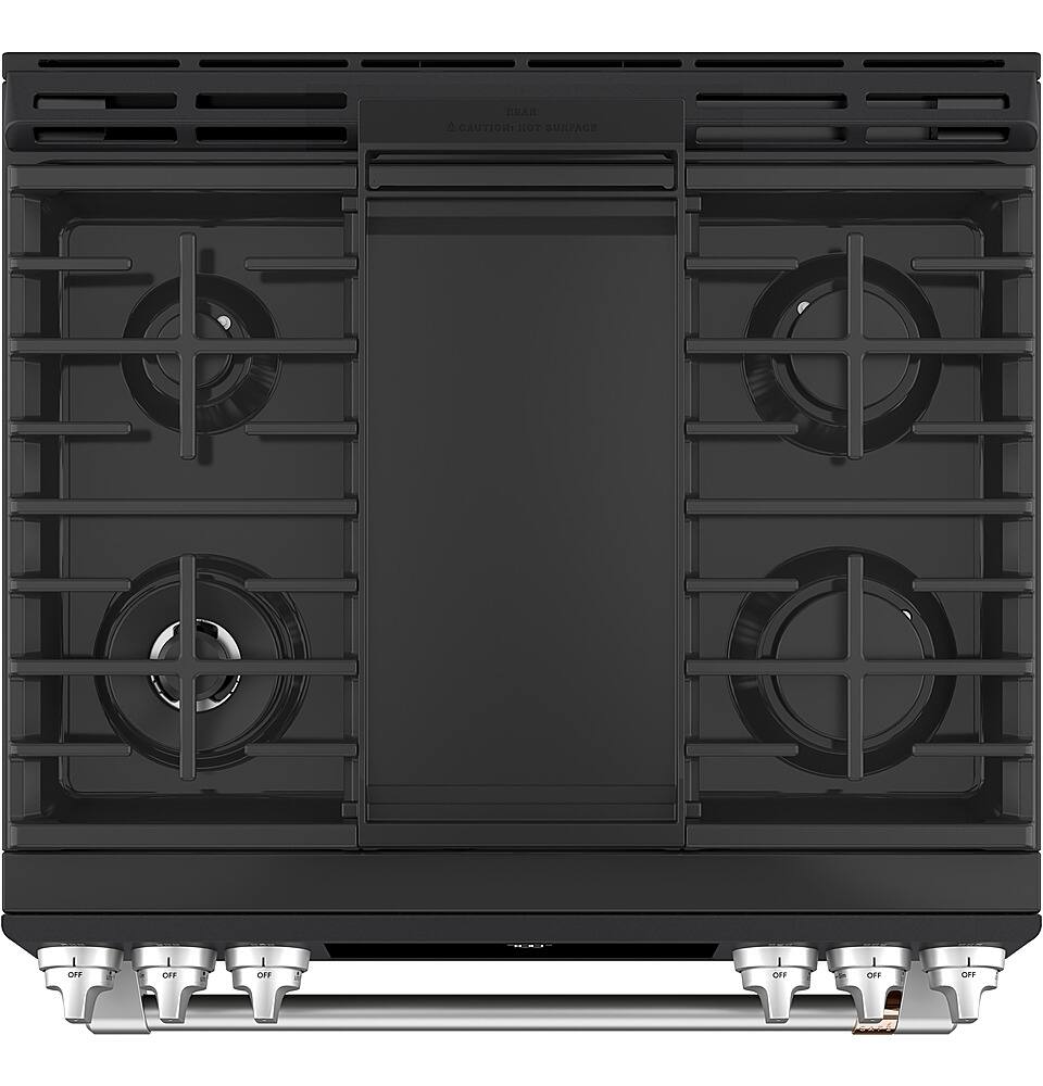 Alt View 12. Café - 5.6 Cu. Ft. Self-Cleaning Slide-In Gas Convection Range, Customizable - Matte Black.