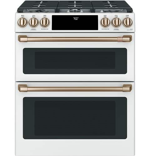 Café - 6.7 Cu. Ft. Slide-In Double Oven Gas Convection Range - Matte White