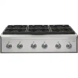 Café - 36" Gas Cooktop with 6 Burners and Reversible Burner Grates - Stainless Steel