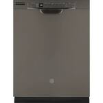 GE - 24" Front Control Tall Tub Built-In Dishwasher with 3rd Rack - Slate - Front_Standard