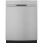 GE - 24" Top Control Tall Tub Built-In Dishwasher with Stainless Steel Tub - Stainless steel - Front_Standard