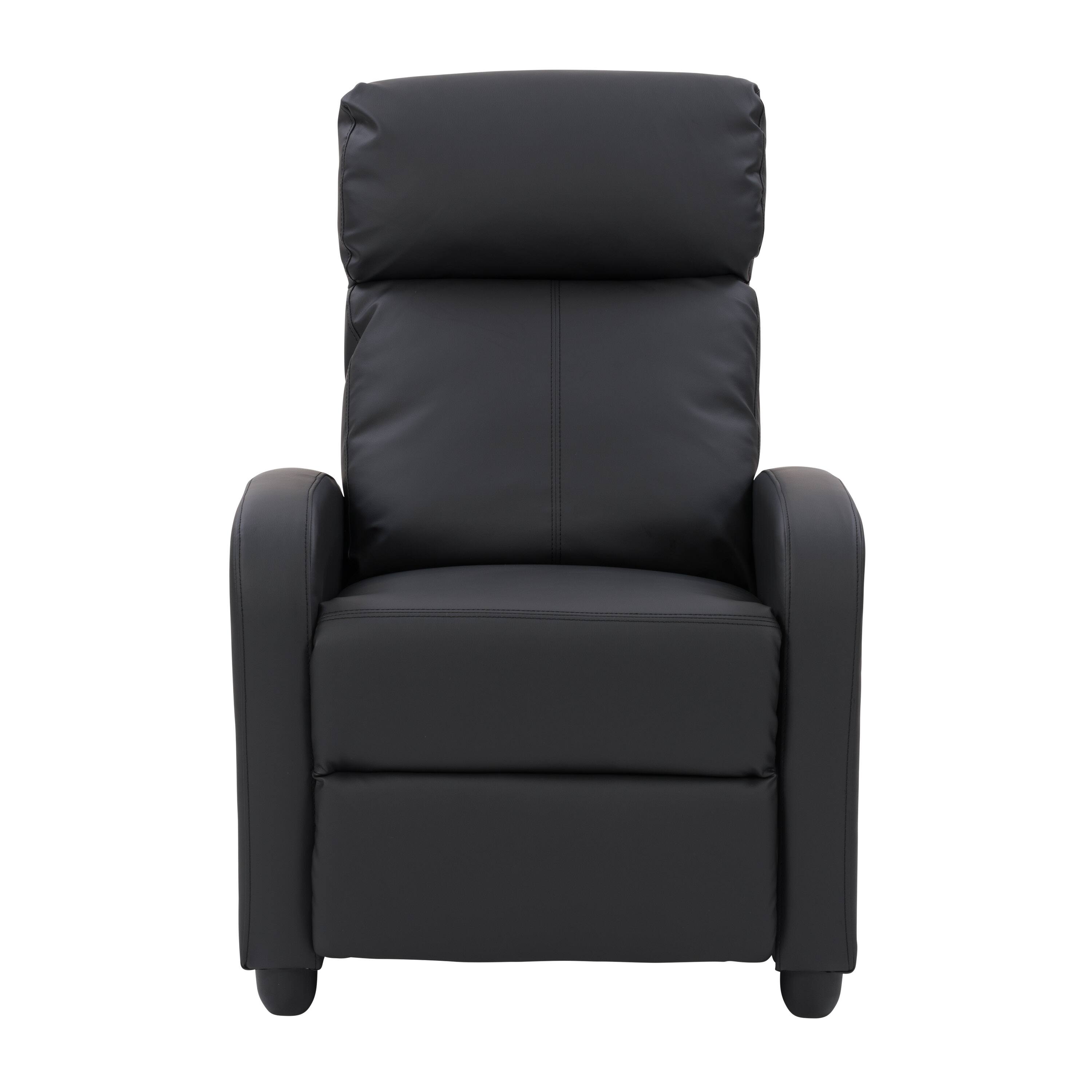 Front. CorLiving - Oren PU Recliner - Black.