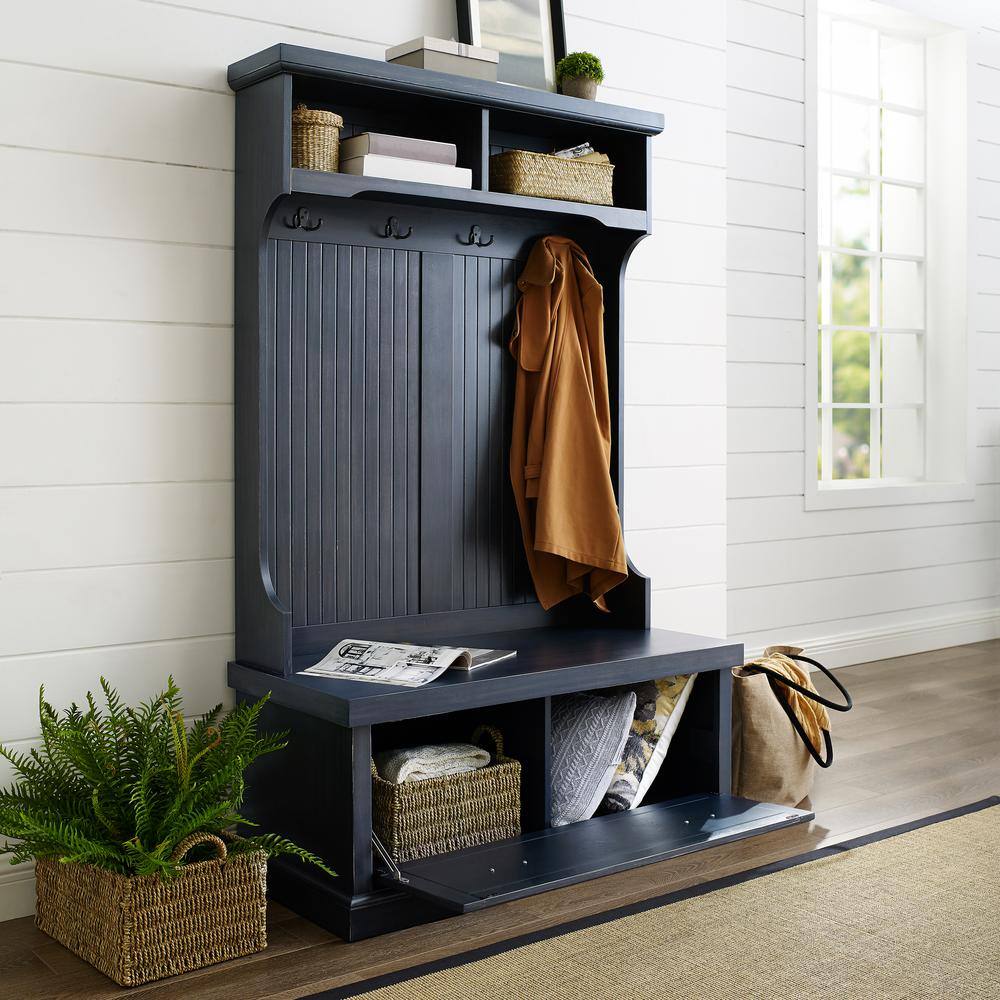 Alt View 6. Crosley Furniture - Seaside Hall Tree - Distressed Navy.