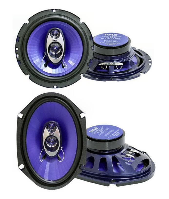 2) Pyle PL63BL 6.5" 360 Watts + 2) PL683BL 6x8" 360W 3-Way Car Coaxial Speakers - Black