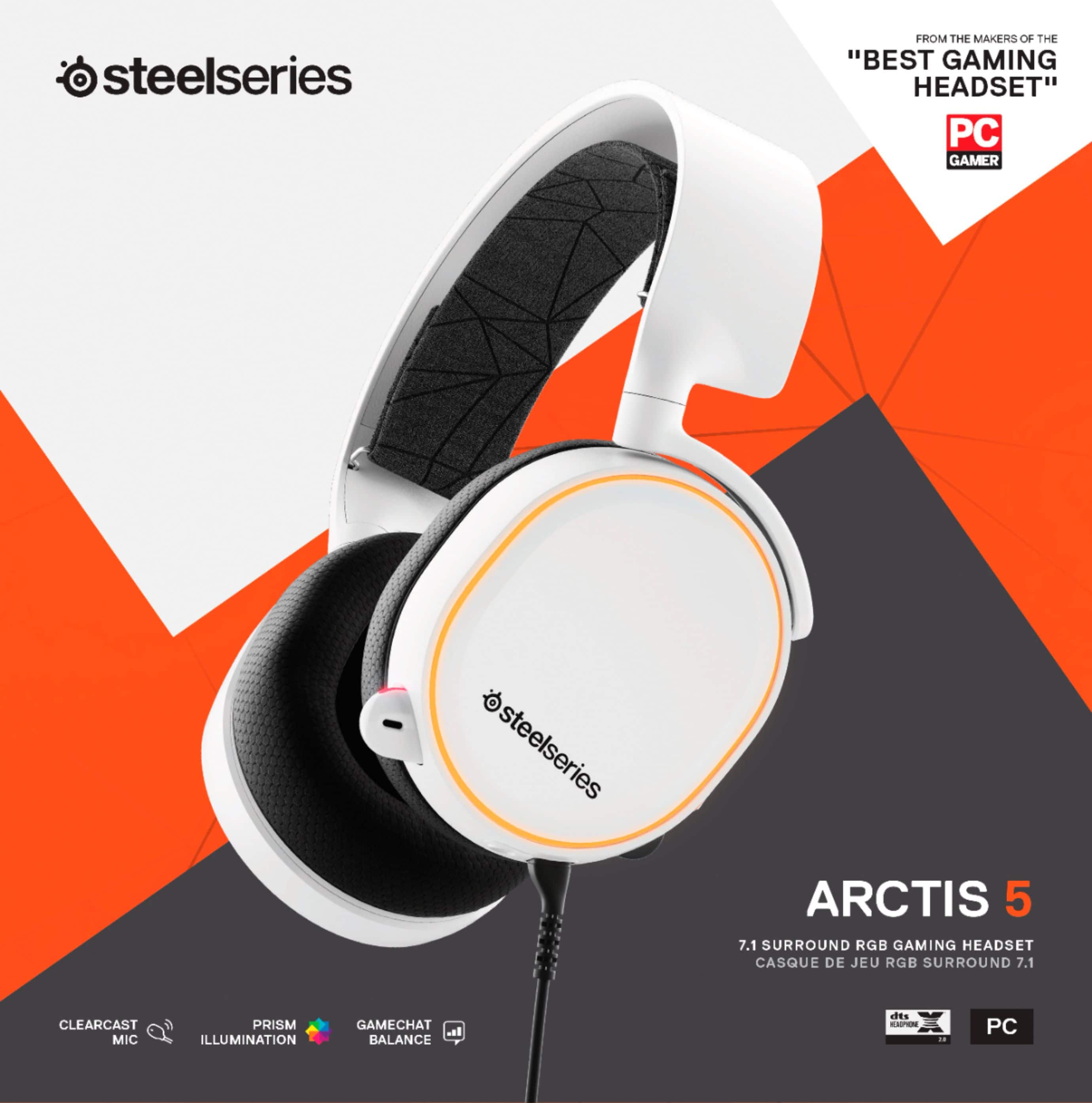 Alt View 14. SteelSeries - Arctis 5 Wired DTS Headphone:X v2.0 Gaming Headset for PC, PS5, and PS4 - White.