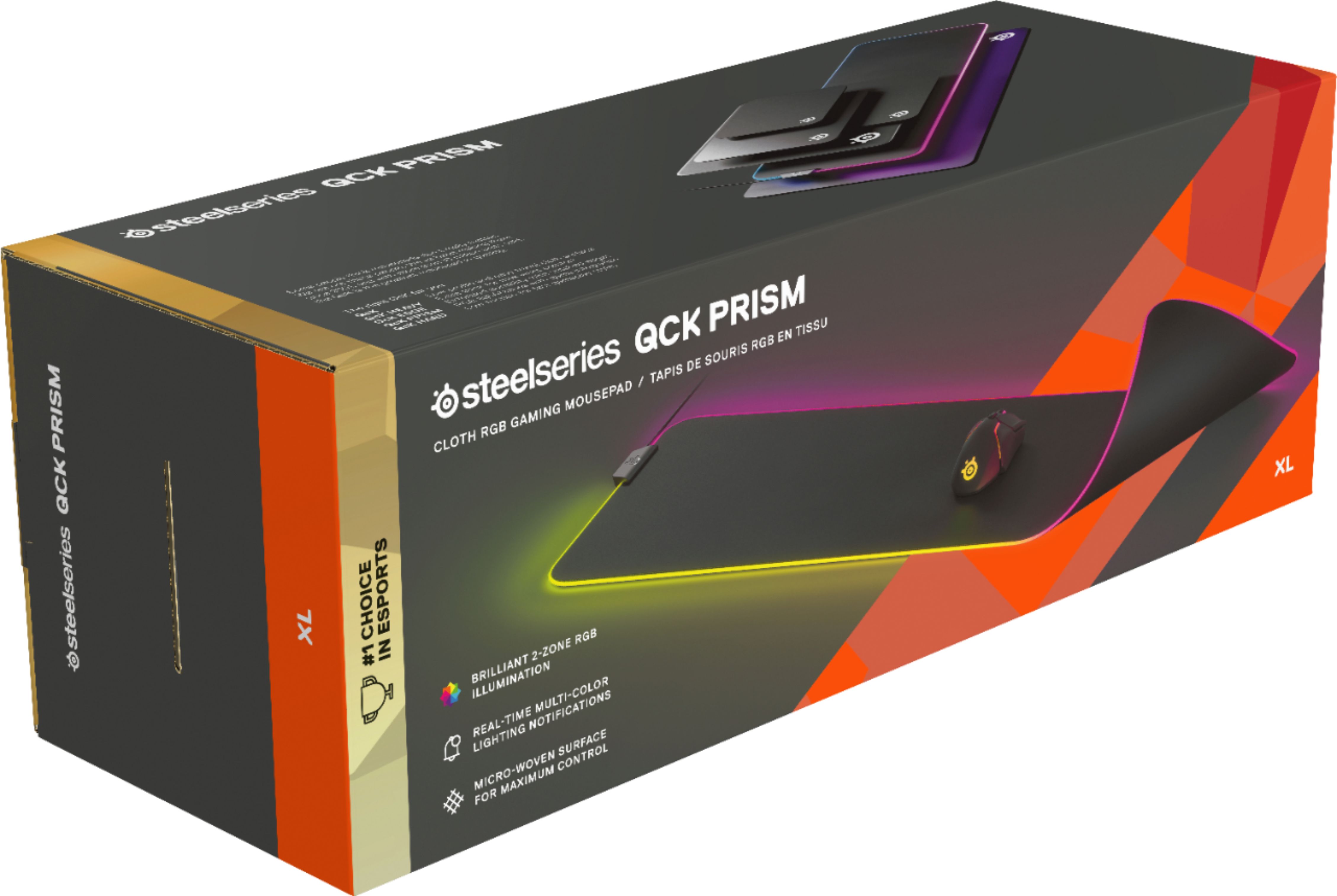 SteelSeries QcK Prism Cloth Gaming Mouse Pad with 2-Zone RGB Illumination  XL Black 63826 - Best Buy