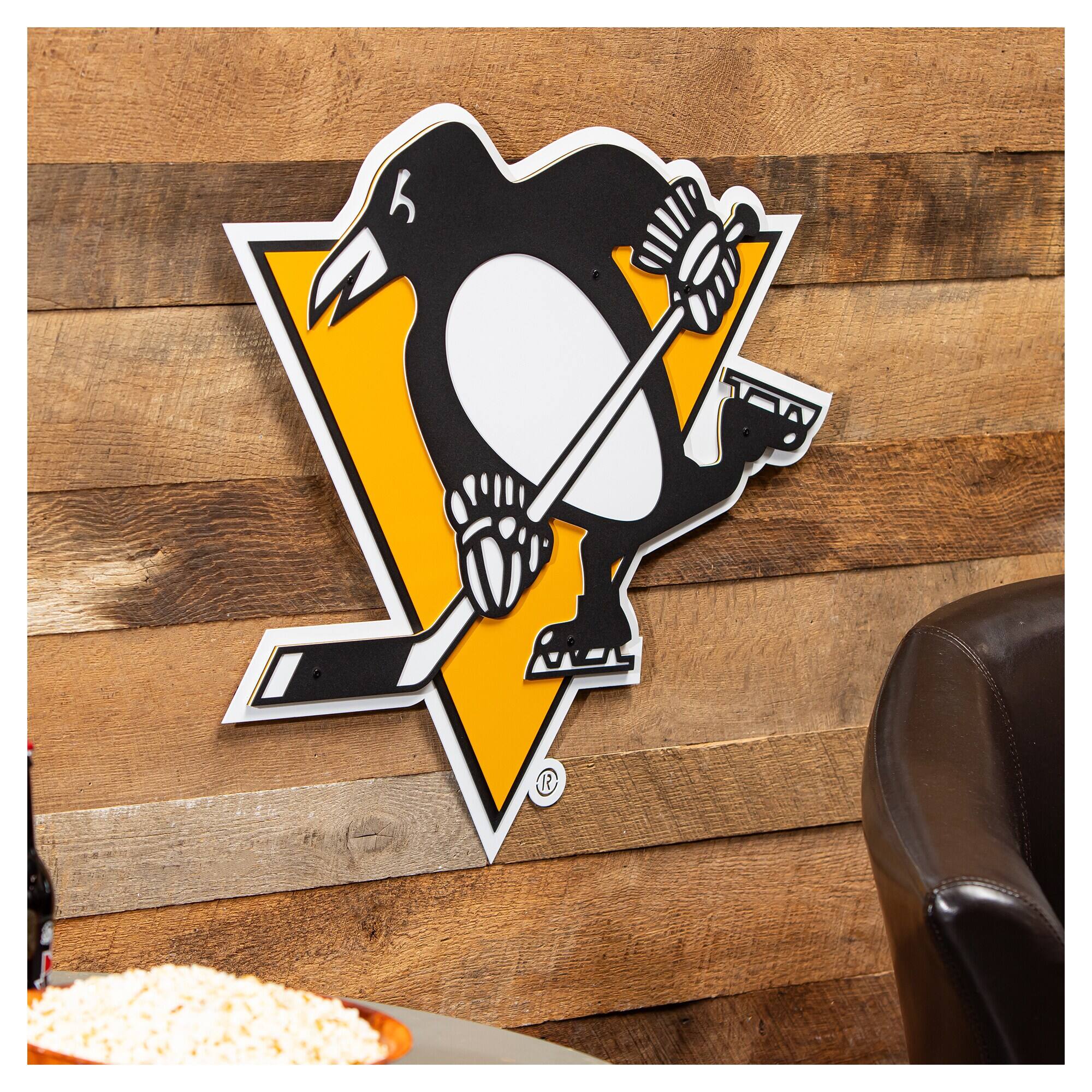Alt View 1. Evergreen Enterprises - Pittsburgh Penguins 23" Layered Metal Wall Art Sign - Multicolor.