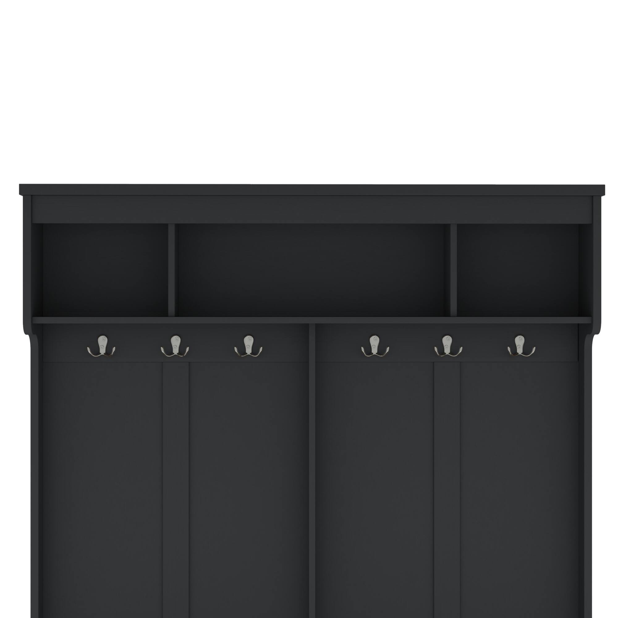 Alt View 5. GOODSILO - Contemporary Entryway Organizer with Bench, Coat Hooks, and Shoe Storage for Modern Homes - Black.