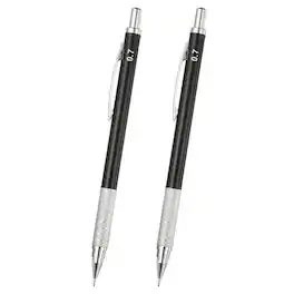 Unique Bargains - 2pcs Mech Pencil 0.7mm, Lead Holder Medium Point Metal for Drawing, Sketching, Woodworking - Black