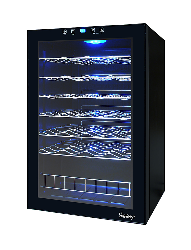 Angle View: Vinotemp - 48-Bottle Wine Cooler with Touch Screen - Black