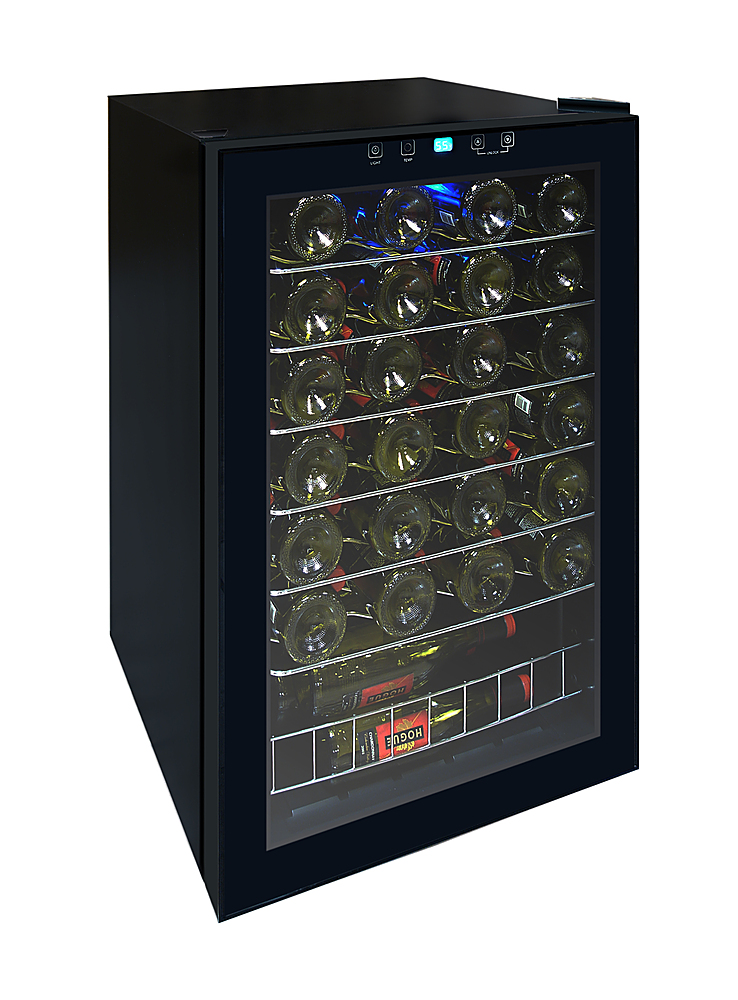 Left View: Vinotemp - 48-Bottle Wine Cooler with Touch Screen - Black
