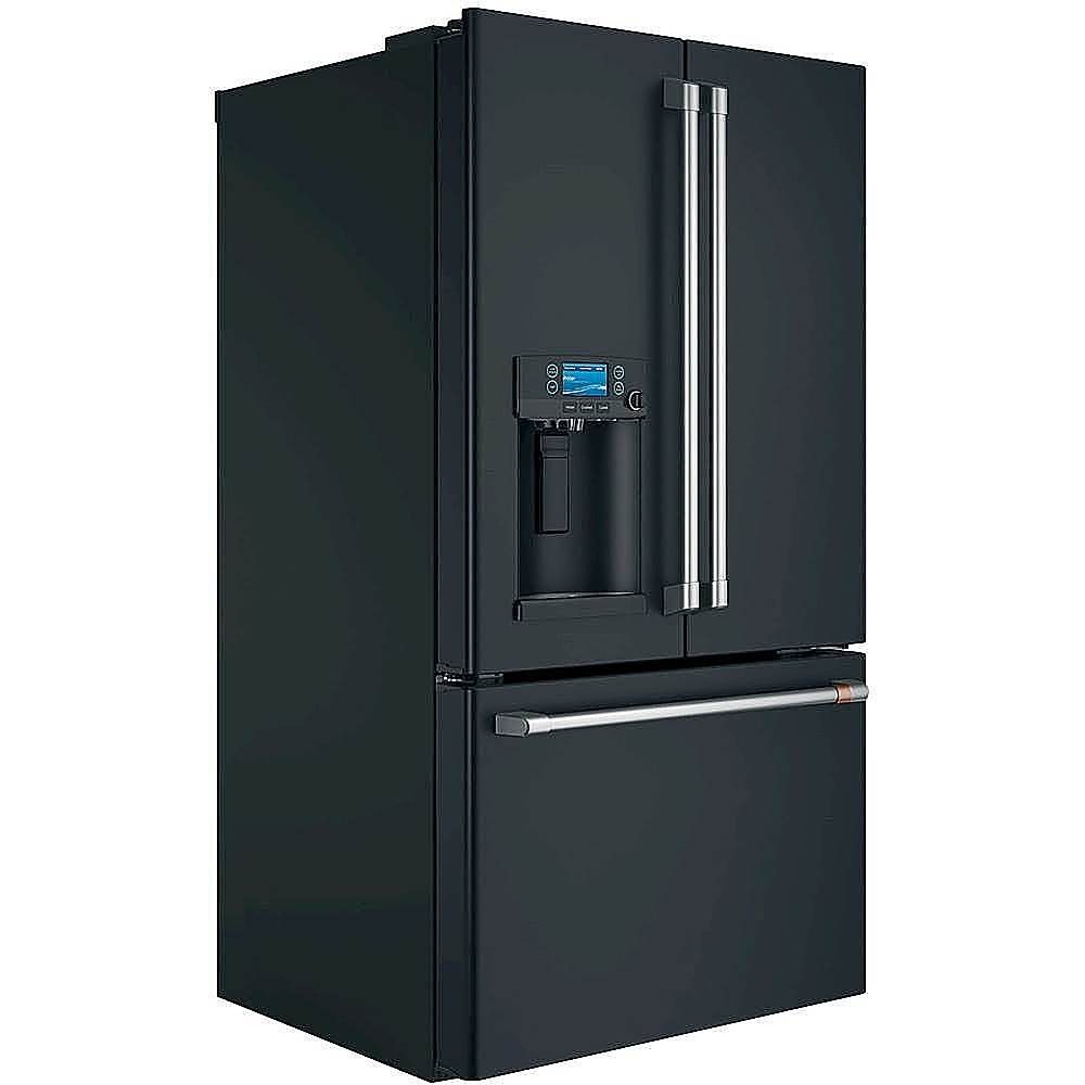 Angle View: Café - 27.8 Cu. Ft. French Door Refrigerator with Hot Water Dispenser, Customizable - Matte Black