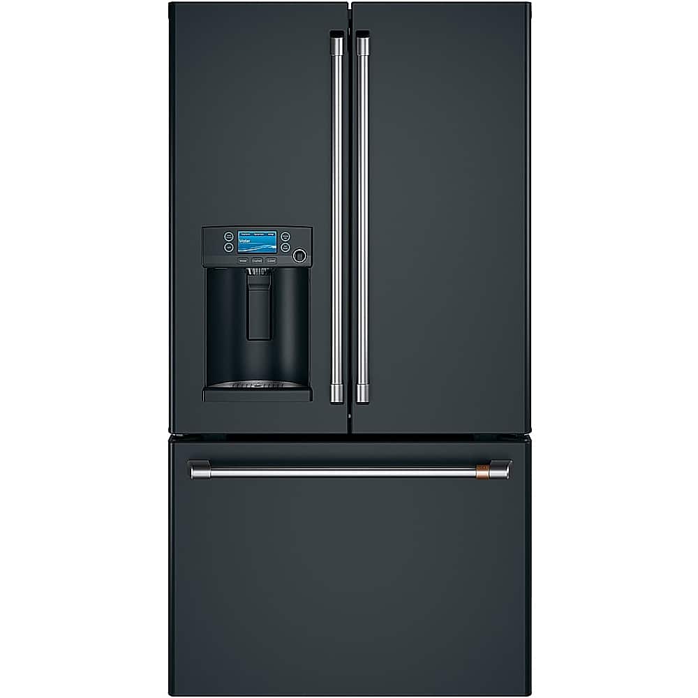 Café - 27.8 Cu. Ft. French Door Smart Refrigerator with Hot Water Dispenser, Customizable - Matte Black - Front_Zoom