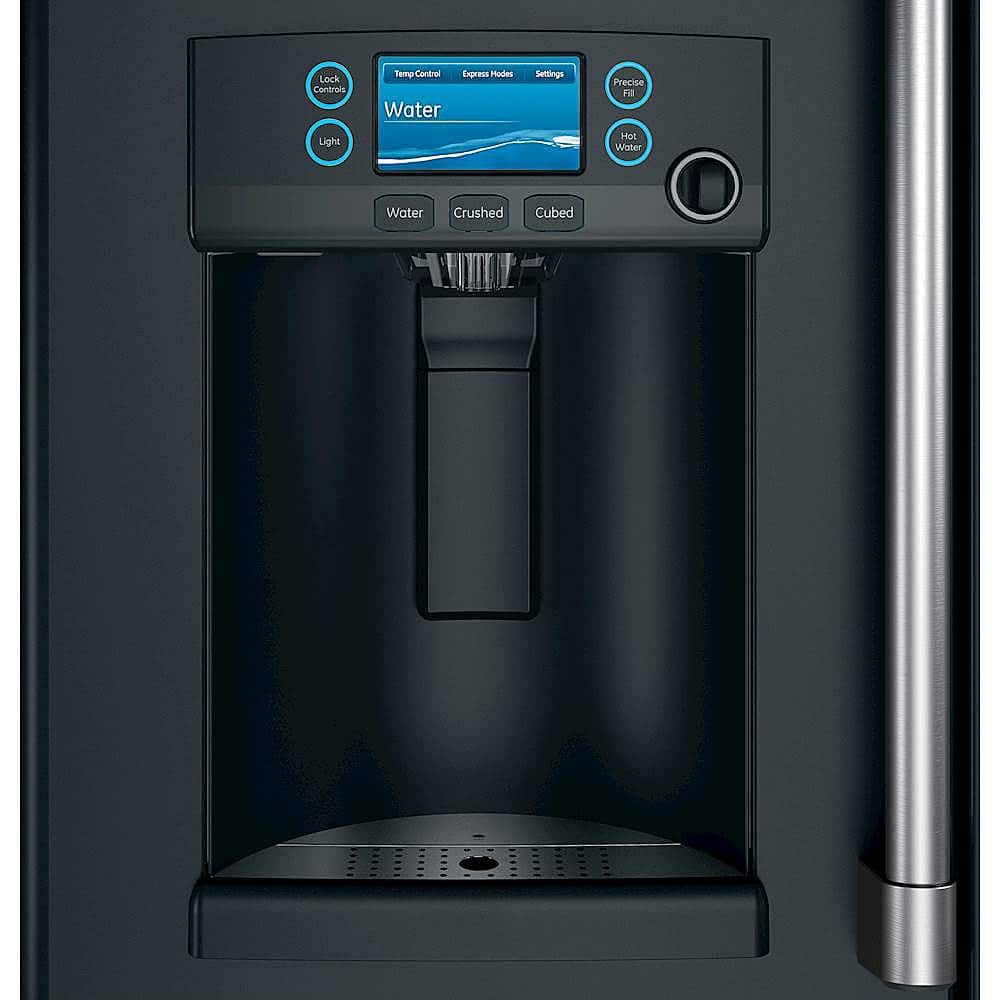 Alt View 11. Café - 27.8 Cu. Ft. French Door Refrigerator with Hot Water Dispenser, Customizable - Matte Black.