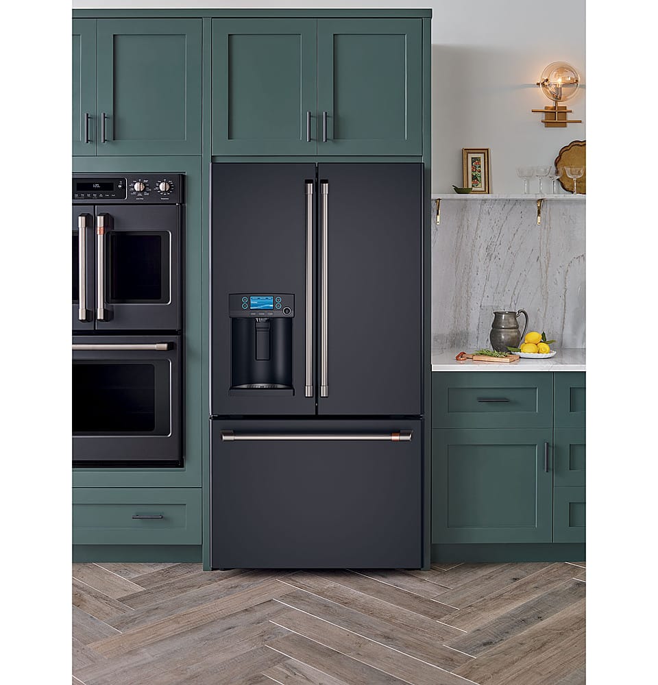 Alt View 18. Café - 27.8 Cu. Ft. French Door Refrigerator with Hot Water Dispenser, Customizable - Matte Black.
