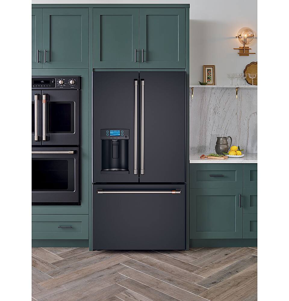 Alt View 18. Café - 27.8 Cu. Ft. French Door Refrigerator with Hot Water Dispenser, Customizable - Matte Black.
