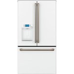 Front. Café - 27.8 Cu. Ft. French Door Refrigerator with Hot Water Dispenser, Customizable - Matte White.
