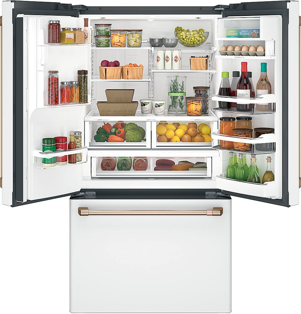 Alt View 15. Café - 27.8 Cu. Ft. French Door Refrigerator with Hot Water Dispenser, Customizable - Matte White.