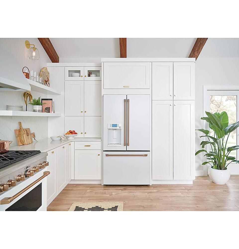 Alt View 16. Café - 27.8 Cu. Ft. French Door Refrigerator with Hot Water Dispenser, Customizable - Matte White.