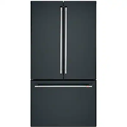 Front. Café - 23.1 Cu. Ft. French Door Counter-Depth Refrigerator, Customizable - Matte Black.