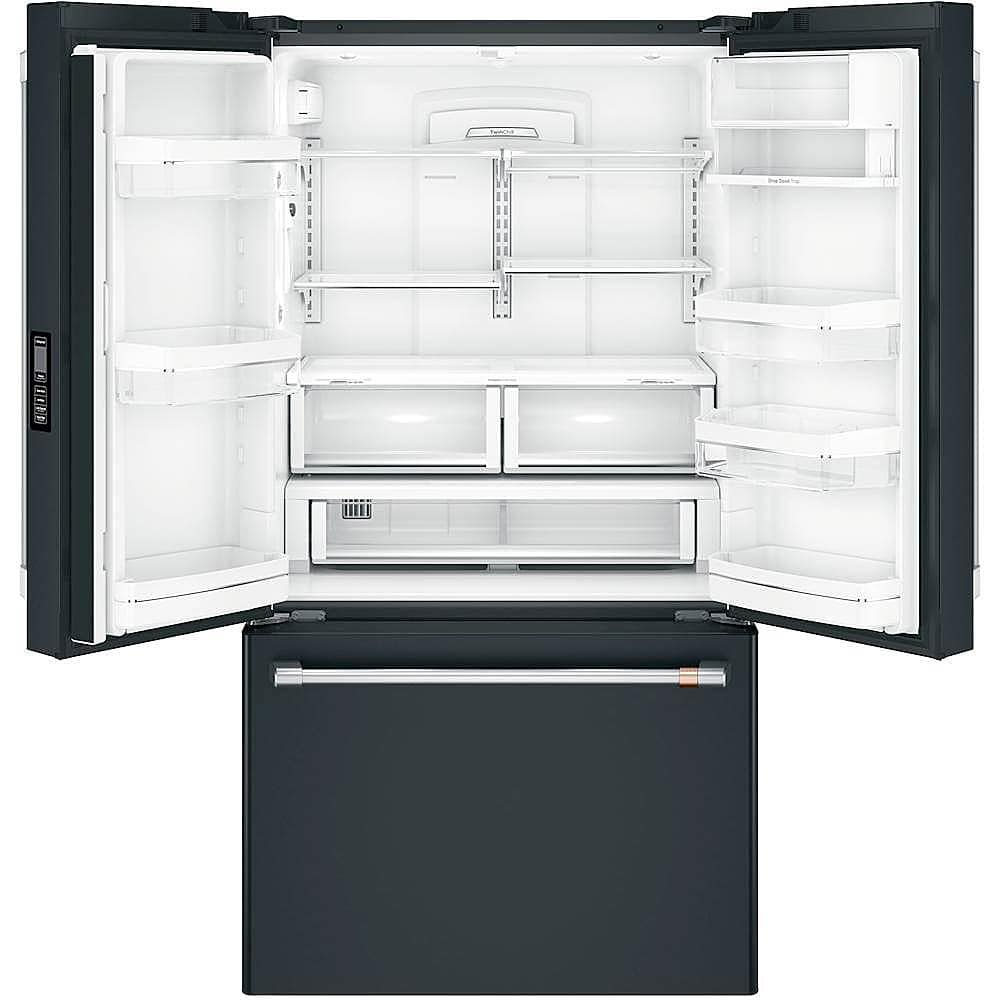 Alt View 2. Café - 23.1 Cu. Ft. French Door Counter-Depth Refrigerator, Customizable - Matte Black.
