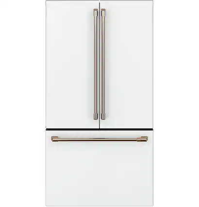 Front. Café - 23.1 Cu. Ft. French Door Counter-Depth Smart Refrigerator with Internal Water Dispenser - Matte White.