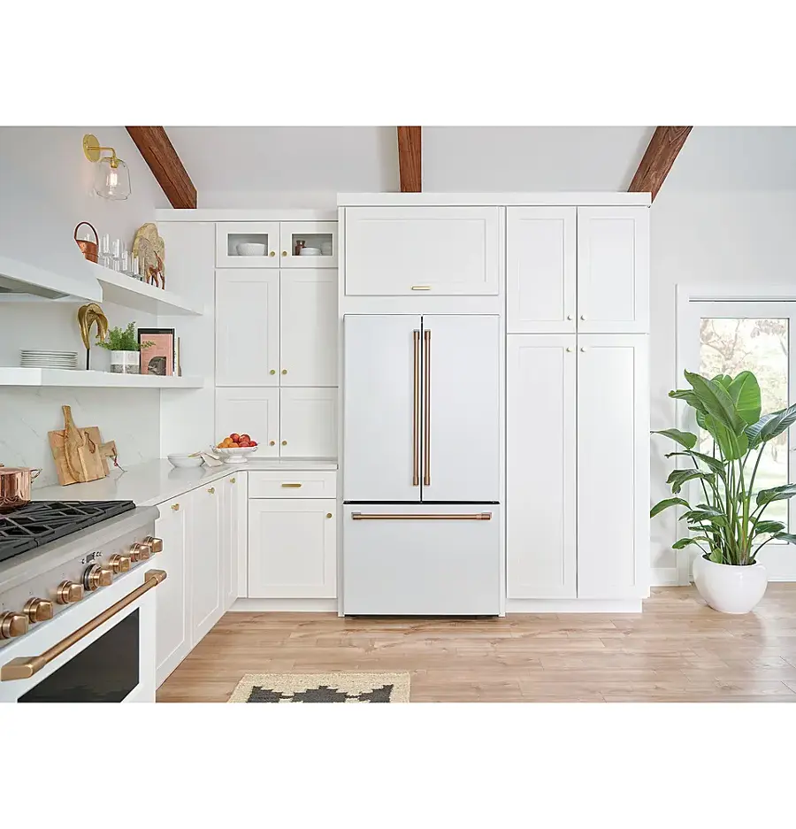 Alt View 4. Café - 23.1 Cu. Ft. French Door Counter-Depth Refrigerator, Customizable - Matte White.