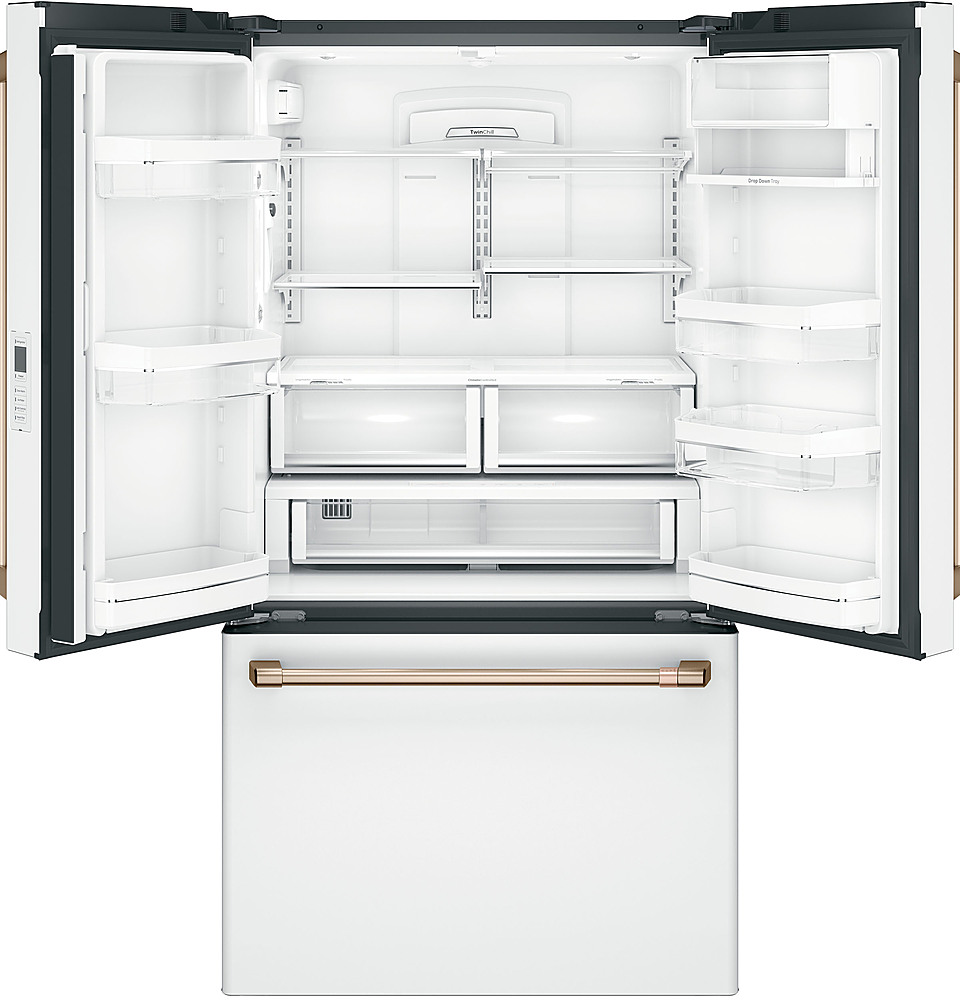 Left View: LG - 22.1 Cu. Ft. French Door Counter-Depth Refrigerator - Stainless steel