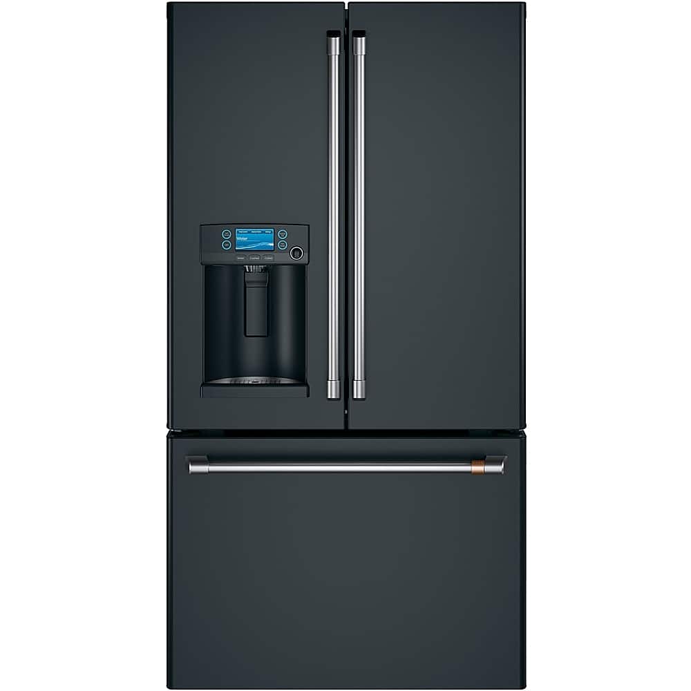 Front. Café - 22.2 Cu. Ft. French Door Counter-Depth Refrigerator, Customizable - Matte Black.