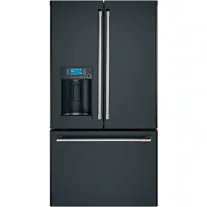 Front. Café - 22.2 Cu. Ft. French Door Counter-Depth Refrigerator, Customizable - Matte Black.