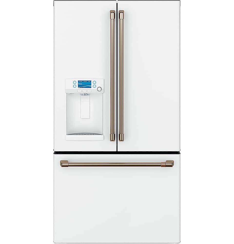 Front. Café - 22.2 Cu. Ft. French Door Counter-Depth Refrigerator, Customizable - Matte White.
