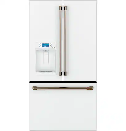Front. Café - 22.2 Cu. Ft. French Door Counter-Depth Refrigerator, Customizable - Matte White.