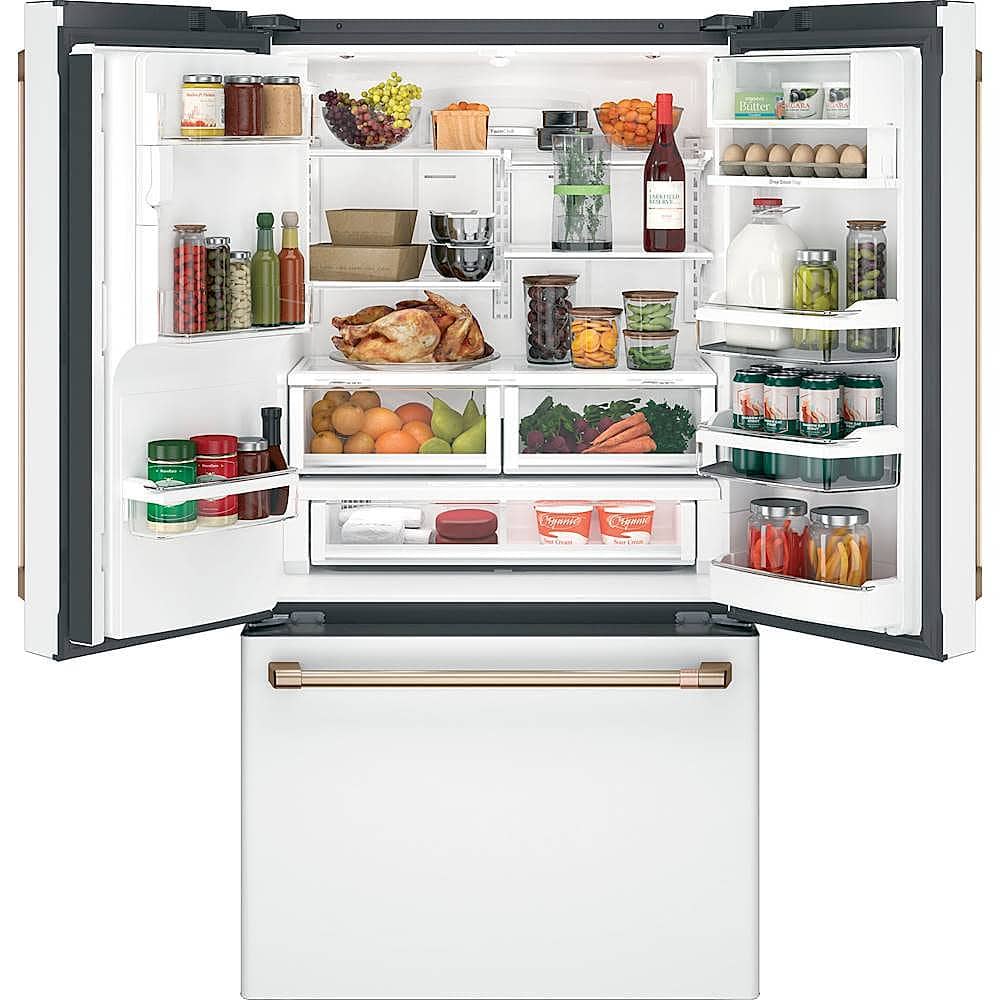 Alt View 1. Café - 22.2 Cu. Ft. French Door Counter-Depth Refrigerator, Customizable - Matte White.