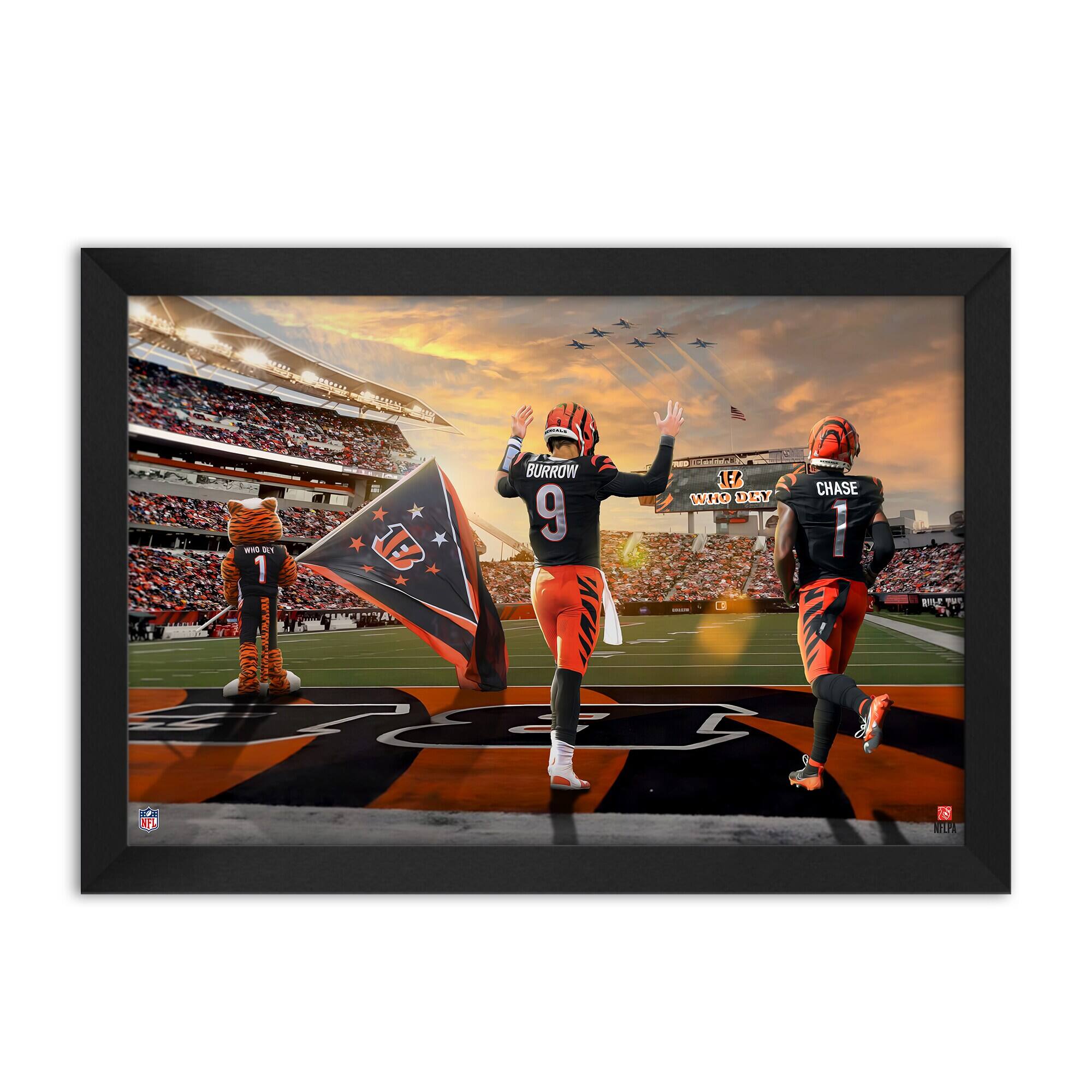 Joe Burrow and Ja'Marr Chase Cincinnati Bengals Framed Two-Player Art Print