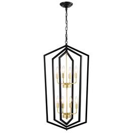 APRILSOUL - 8-Light Lantern Tired Farmhouse Ceiling Hanging Light Black Chandelier Pendant Light Fixtures E12 Bulbs Not Included