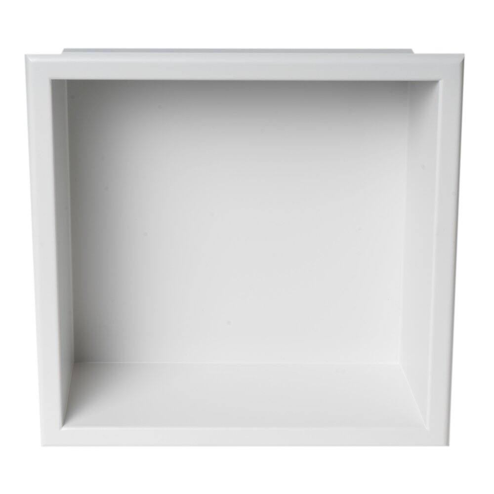 Alt View 1. Alfi - 12" x 12" White Matte Stainless Steel Square Single Shelf Bath Shower Niche - White.