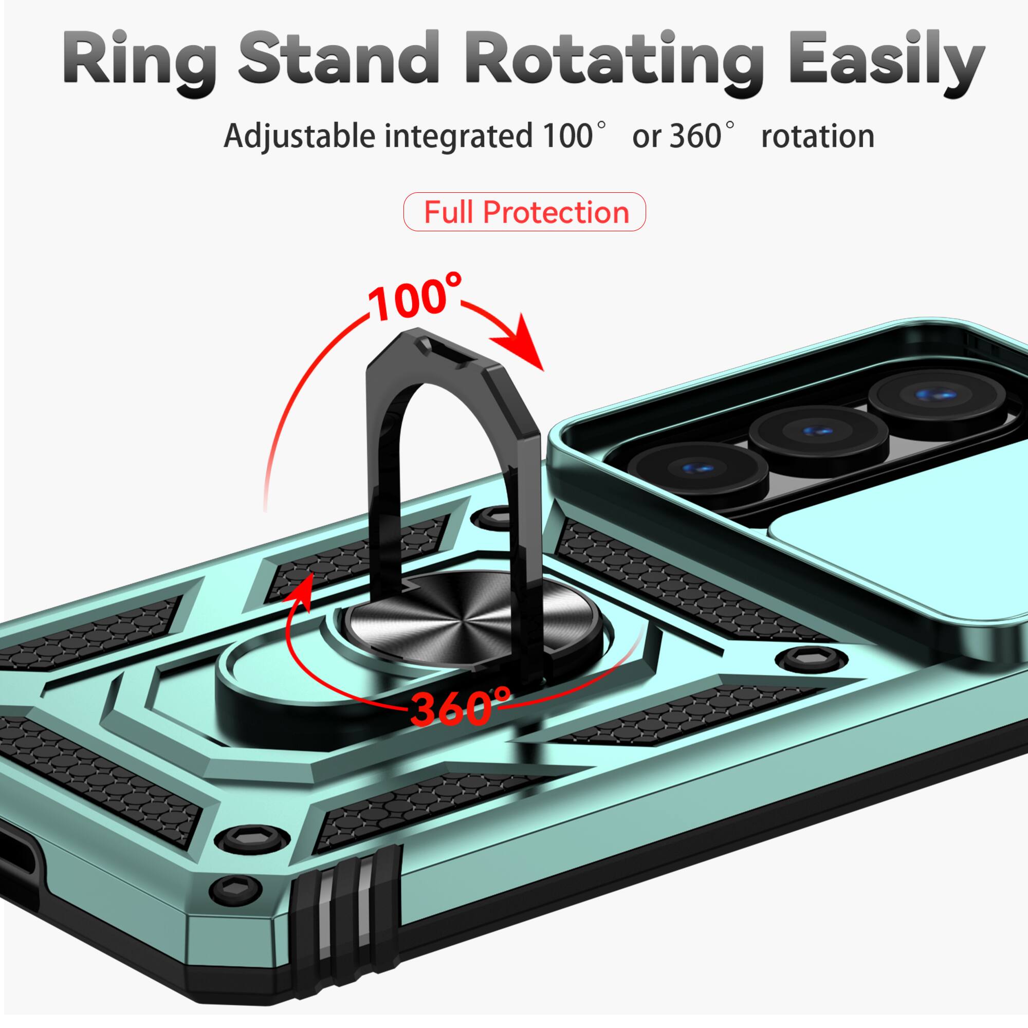 Ring Stand Rotating Easily  
Adjustable integrated 100° or 360° rotation  
Full Protection