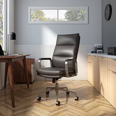 Alt View 3. Staples - Staples® Shelton Ergonomic Leather Swivel Manager Chair, Gray (HG-70081) - Gray.