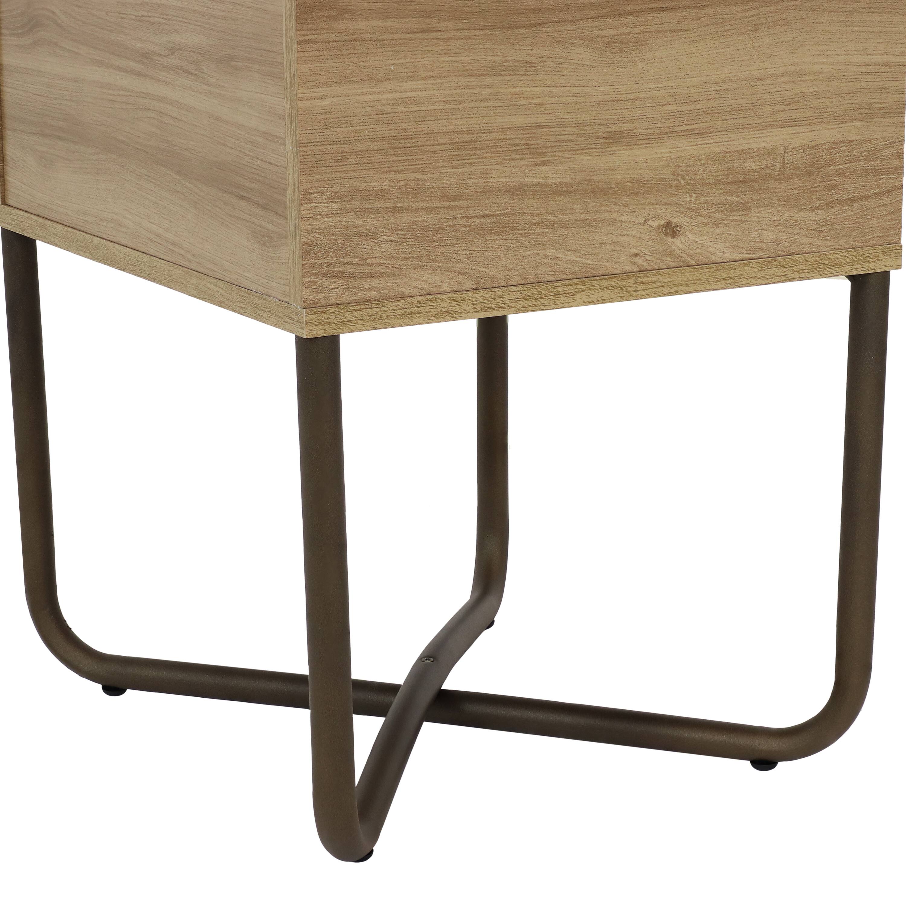 Alt View 9. Sunnydaze - Industrial-Style MDP Side Table with Shelf - 19.75 in - Brown.