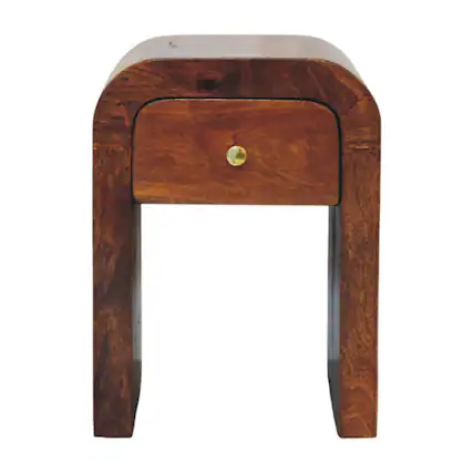 Front. Artisan Furniture - Artisan Furniture Solid Wood Mini Darcy Chestnut Nightstand with Curved Edges, 1 Drawer - Chestnut.