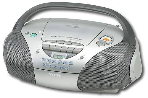 Angle Standard. Sony - CD/Cassette Boombox with Digital AM/FM Tuner - Silver.