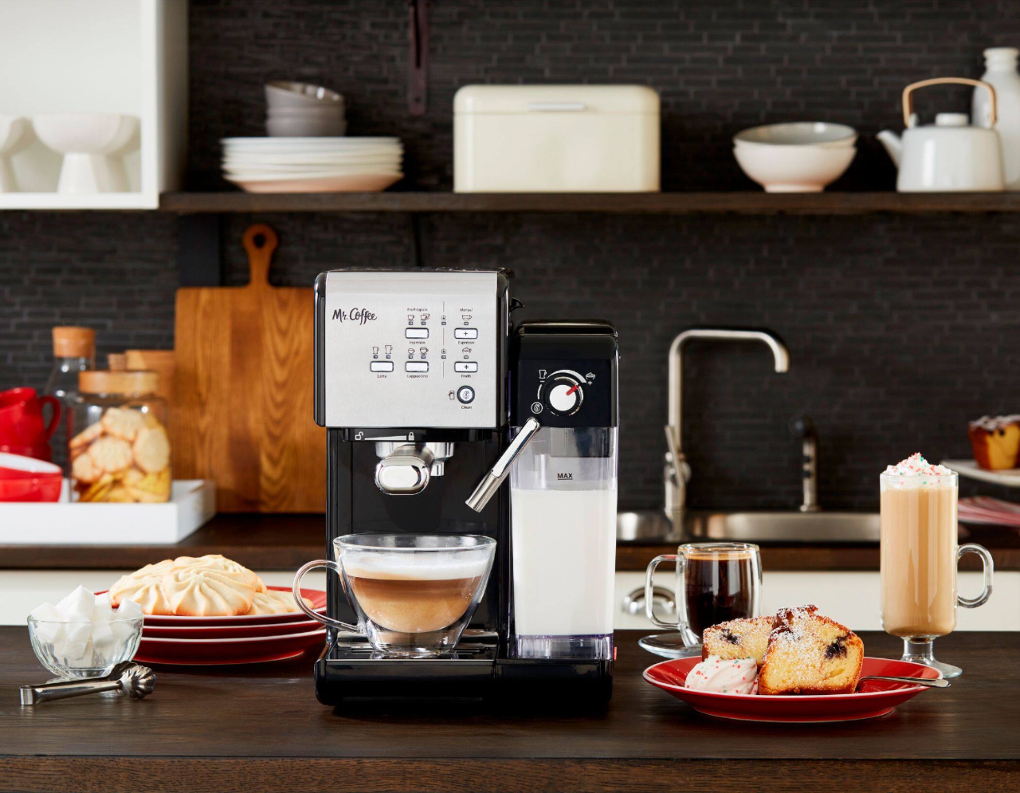 Alt View 19. Mr. Coffee - Espresso Machine with 19 bars of pressure and Milk Frother - Stainless Steel.