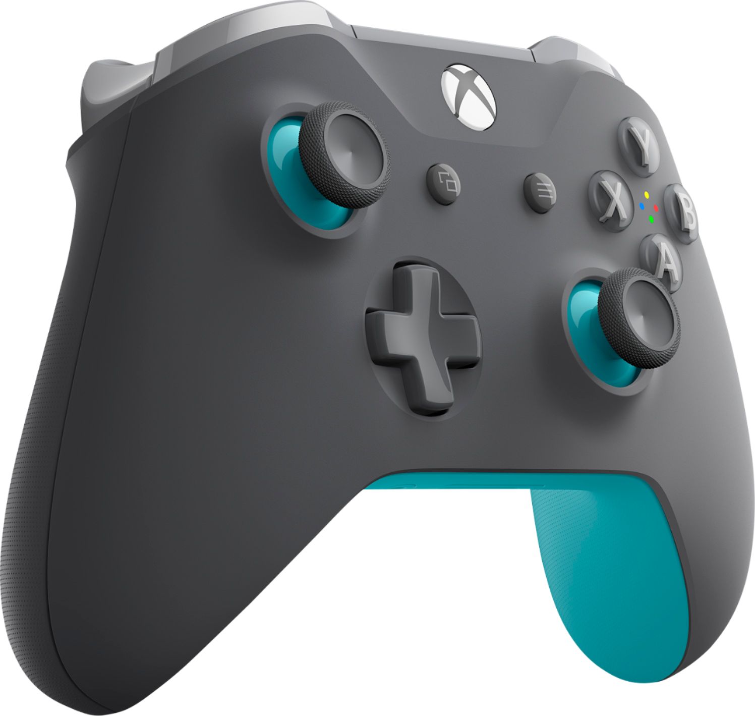 Angle View: Microsoft Xbox Wireless Controller - Gamepad - wireless - Bluetooth - gray, blue - for PC, Microsoft Xbox One, Microsoft Xbox One S, Microsoft Xbox One X