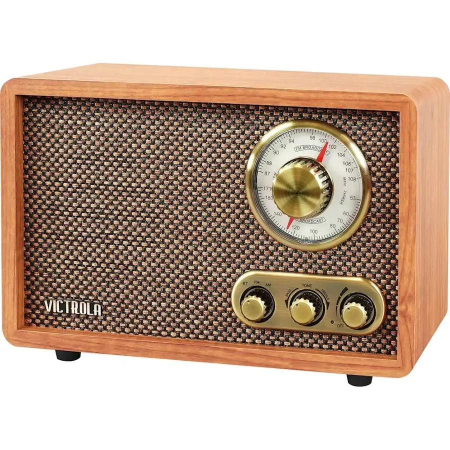 Victrola Retro Wood Bluetooth Am Fm Radio Walnut Vrs-2800-wln - Open 