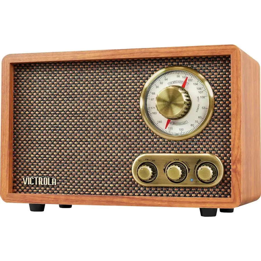 Victrola Retro Wood Bluetooth Am Fm Radio Walnut Vrs-2800-wln - Open 