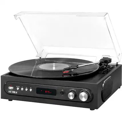 Front. Victrola - Bluetooth Stereo Audio System - Black.
