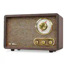 Front. Victrola - Retro Wood Bluetooth AM/FM Radio - Espresso.