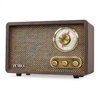 Front. Victrola - Retro Wood Bluetooth AM/FM Radio - Espresso.