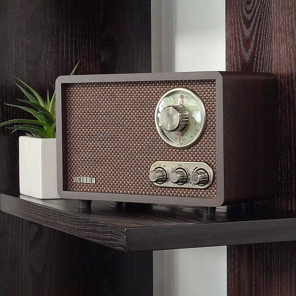 Alt View 13. Victrola - Retro Wood Bluetooth AM/FM Radio - Espresso.